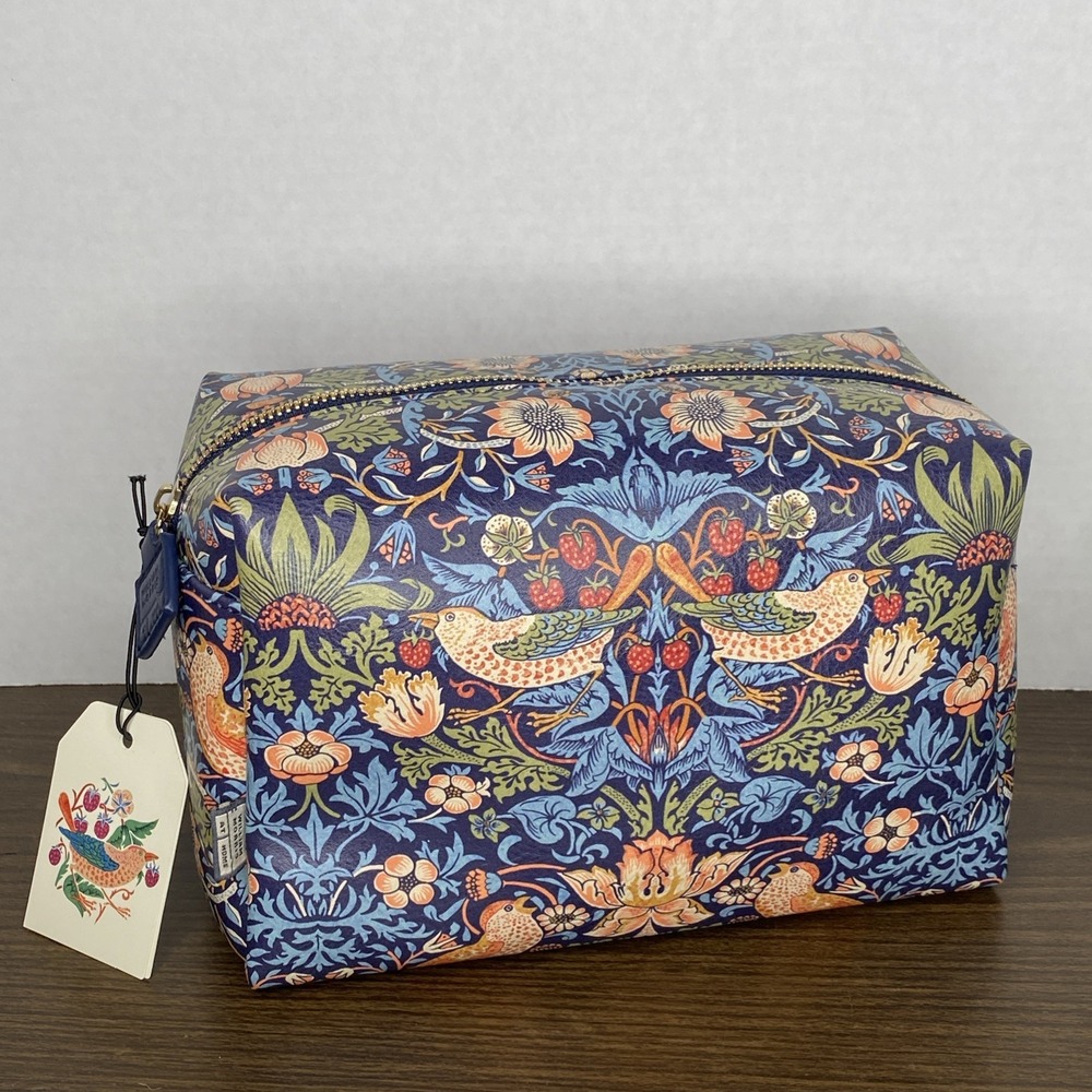 William Morris At Home Blue Strawberry Thief Toiletry Large Wash Bag 6x9